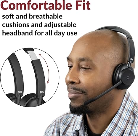 Cyber Acoustics Essential Wireless Headset (HS-1500BT) – Professional Headset Optimized for UC Platforms, ANC & ENC Technology Ensure Quality Audio for Calls & Music with All Day Comfort
