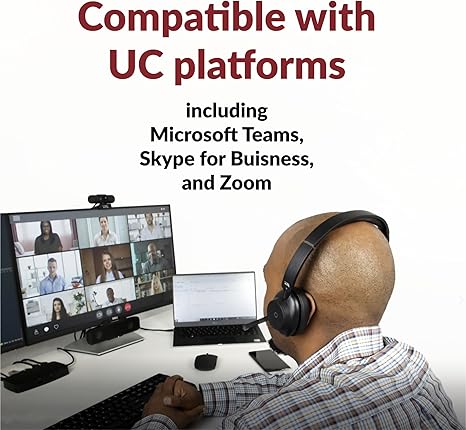 Cyber Acoustics Essential Wireless Headset (HS-1500BT) – Professional Headset Optimized for UC Platforms, ANC & ENC Technology Ensure Quality Audio for Calls & Music with All Day Comfort