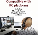 Cyber Acoustics Essential Wireless Headset (HS-1500BT) – Professional Headset Optimized for UC Platforms, ANC & ENC Technology Ensure Quality Audio for Calls & Music with All Day Comfort
