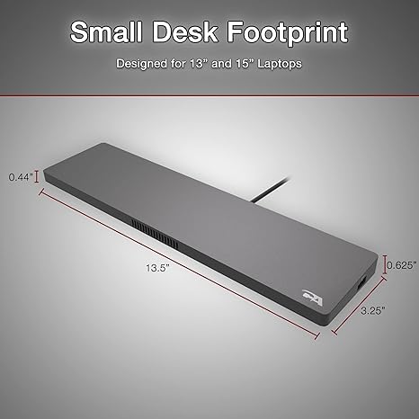 CA Essential Docking Station  – USB C Docking Station with 135W AC Power Adapter (90W Power Delivery), Active Laptop Cooling, Dual Monitor Displays in 4k, 4 USB Type A Ports, Ethernet Port
