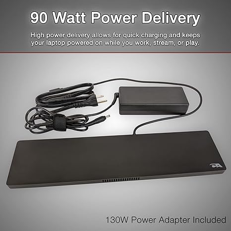 CA Essential Docking Station  – USB C Docking Station with 135W AC Power Adapter (90W Power Delivery), Active Laptop Cooling, Dual Monitor Displays in 4k, 4 USB Type A Ports, Ethernet Port
