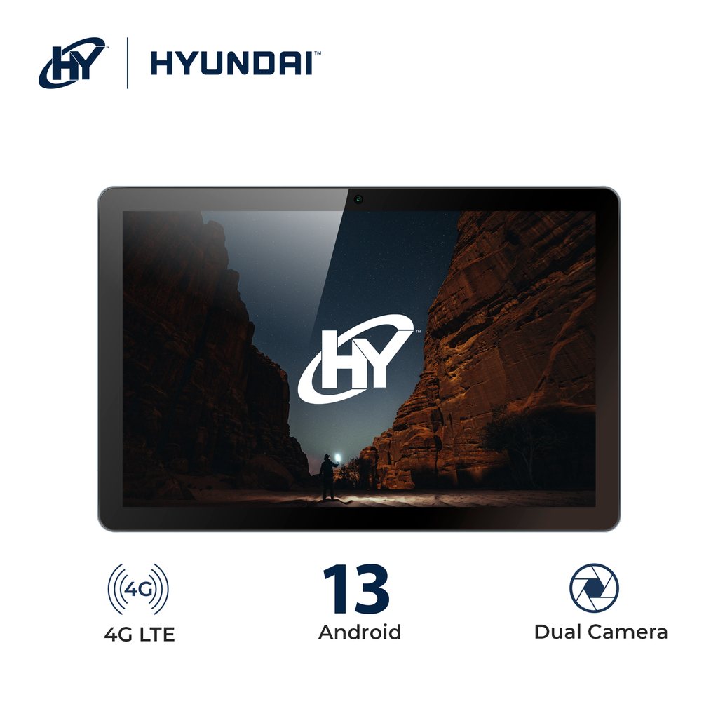 Hyundai HyTab Pro 10LA2, 10.1" Tablet, 1920x1200 FHD IPS, G+G, Android 13, T616 Octa-Core, 6GB/128GB, 8MP/13MP, LTE, Includes Stylus Pen, Earbuds and Screen Protector - Black