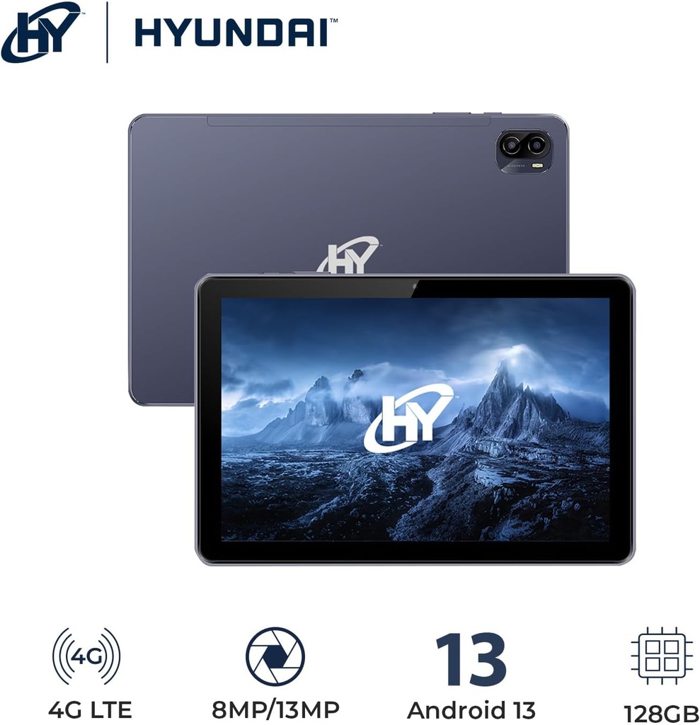 Hyundai HYTab Plus 10.1”, Octacore T606, HD IPS 1280x800 G+G, 4GB/128GB, 8MP/13MP, Android 15, AC WiFi, 4G, 6000 mAh, Metal, Includes Stylus Pen, Earbuds and Screen Protector  – Space Grey